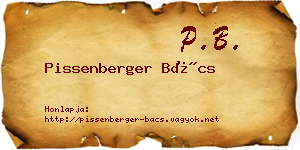Pissenberger Bács névjegykártya